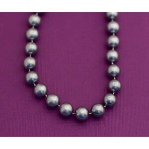 Vintage Gothic Gray Beaded Necklace 38 Inches - Q23